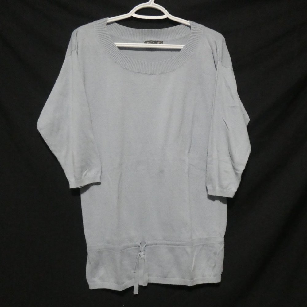 MEXX | large | 100% Cotton | 3/4 Sleeve Knit Scoop Neck Sweater | Light Grey